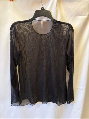 COMMANDO Black Mesh Top with Long Sleeves - size L/XL